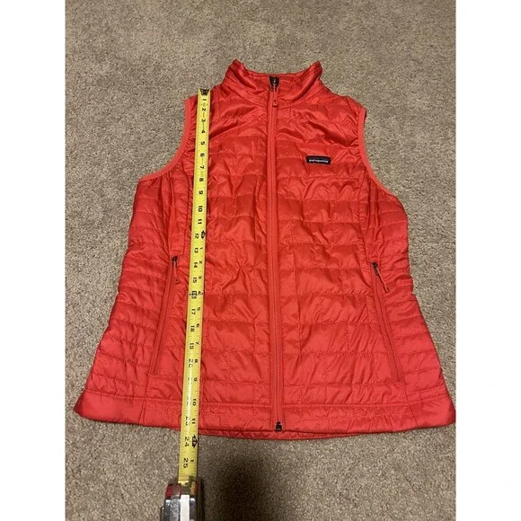 Women's Size Medium Patagonia Nano Puff Insulated Vest Full Zip Red Orange NWOT - Picture 7 of 8